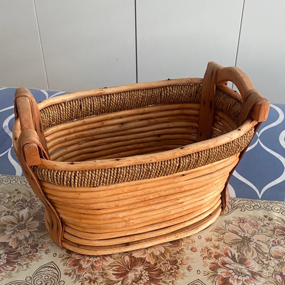 Rustic Woven Basket with Handles